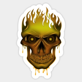 Flame Skull - Gold Sticker